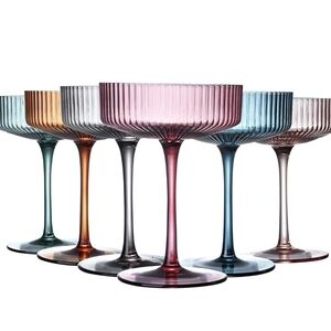 Vintsge Elegant Multicolor Glass Coupe Set